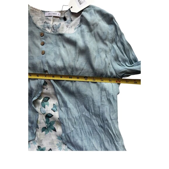 Cellabie Women’s Layered Blouse Size Small - Teal Boho Top New w/Tags - Picture 3 of 4